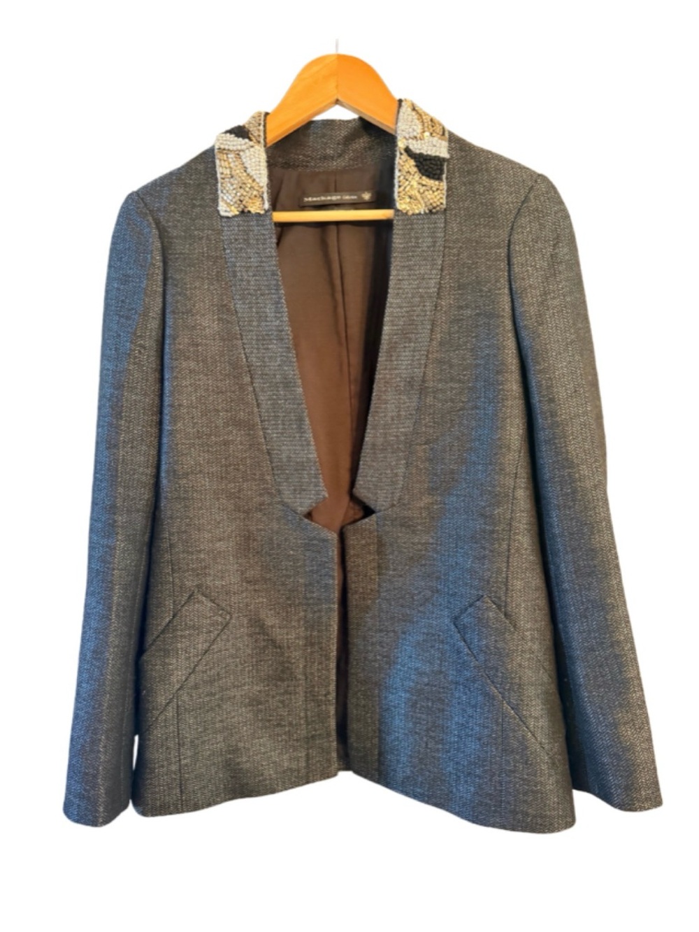 Vintage Mackage Collection Herringbone Open Wool Blend Blazer Size 6